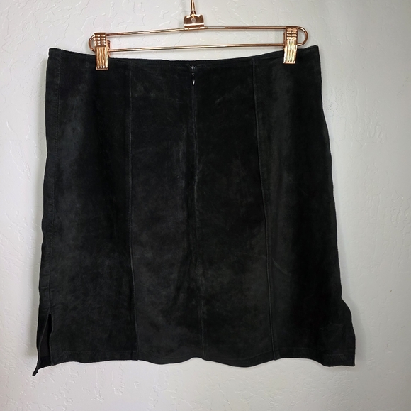 Vintage Kelli Kouri Leather Classic Black Suede Skirt Size 8 - Picture 7 of 10